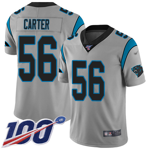 Carolina Panthers Limited Silver Youth Jermaine Carter Jersey NFL Football #56 100th Season Inverted Legend->carolina panthers->NFL Jersey